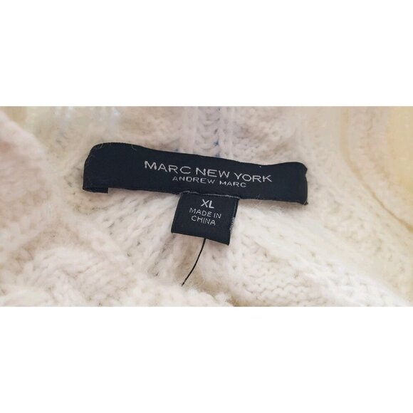 NWT MARC NEW YORK ANDREW MARC IVORY CABLE KNIT BUTTON ACCENT SWEATER XLARGE - Picture 8 of 10